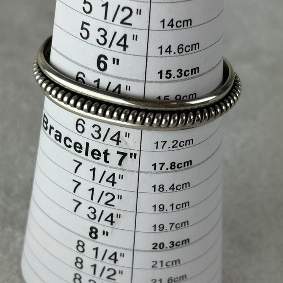 VINTAGE NAVAJO SIGNED TAHE STERLING SILVER TWISTED CABLE ROPE CUFF BRACELET - Picture 11 of 11